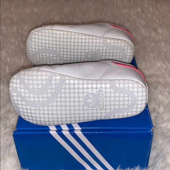 3K Adidas Stan Smith Baby Girl White/Pink Shoes - Picture 10 of 13